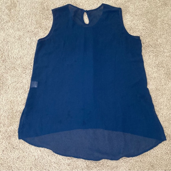 Paper Crane Women’s Semi Sheer Parachute Sleeveless Blouse Blue Top Medium Size - Picture 11 of 11